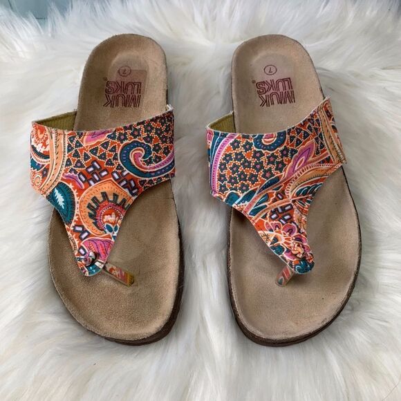 Muk Luks Abstract Floral Sandals Size 7 - Picture 1 of 4